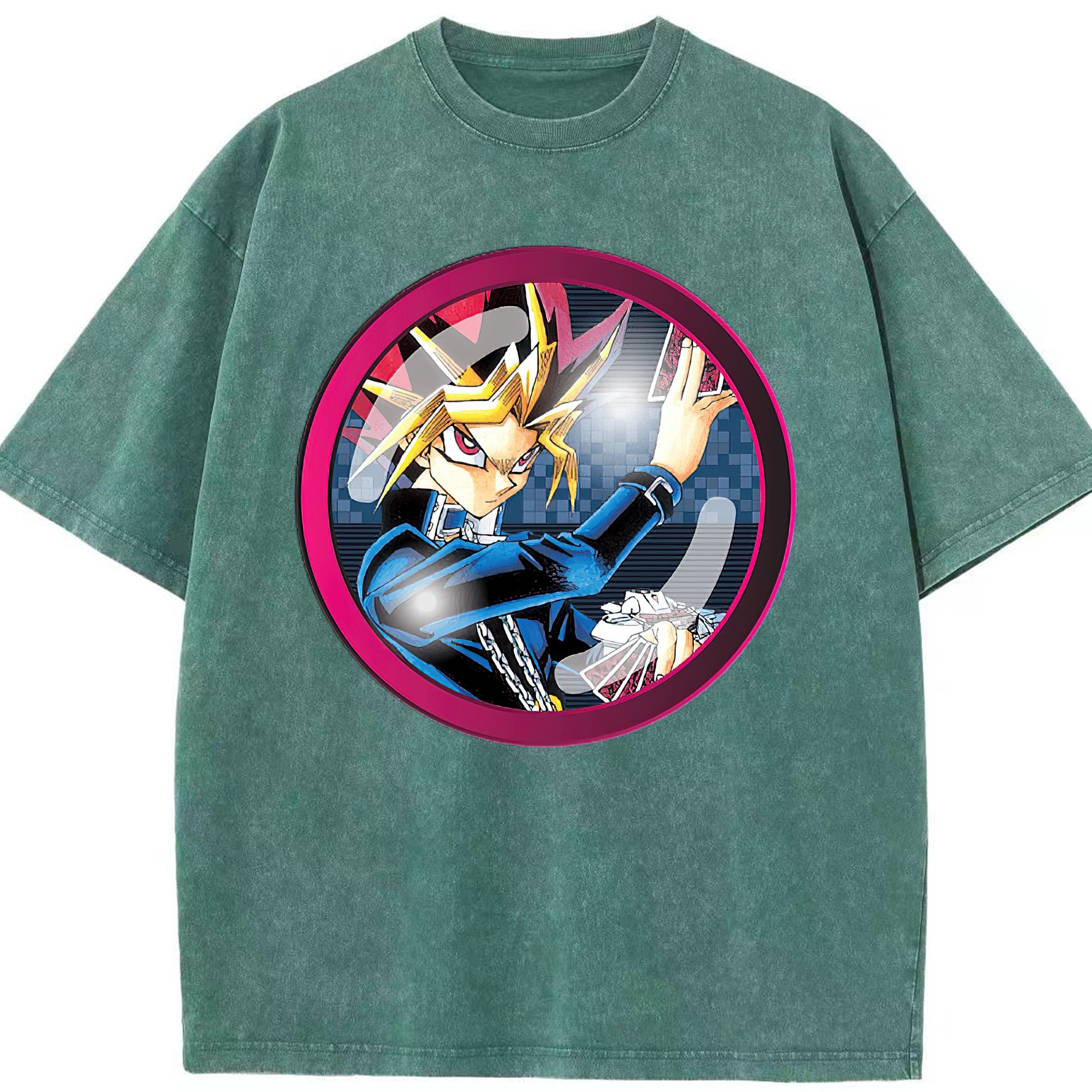 （画像用） 遊☆戯☆王 Yu-Gi-Oh! 綿100% ヴィンテージ風 半袖Tシャツ（フロントプリント）